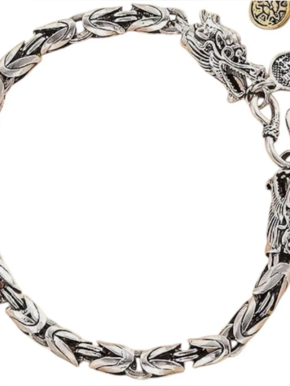 Men's Silver Dragon-Link Chain Bracelet